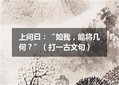 上问曰：“如我，能将几何？”（打一古文句）