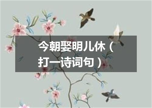 今朝娶明儿休（打一诗词句）