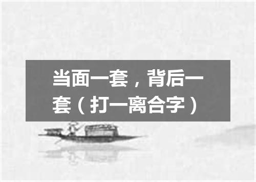 当面一套，背后一套（打一离合字）