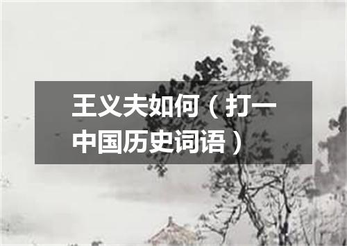 王义夫如何（打一中国历史词语）