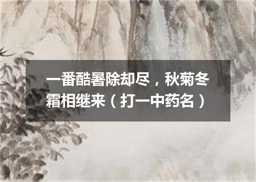 一番酷暑除却尽，秋菊冬霜相继来（打一中药名）