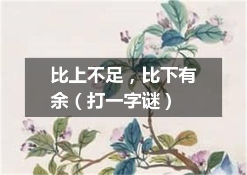 比上不足，比下有余（打一字谜）