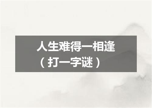 人生难得一相逢（打一字谜）