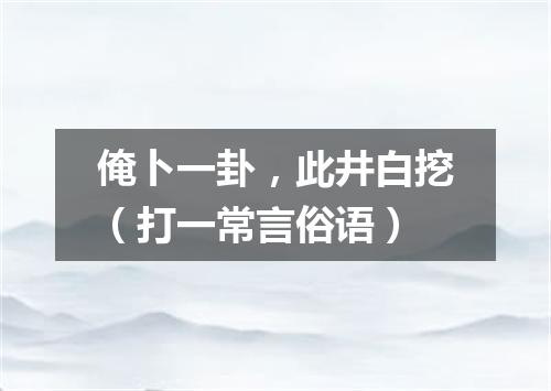 俺卜一卦，此井白挖（打一常言俗语）