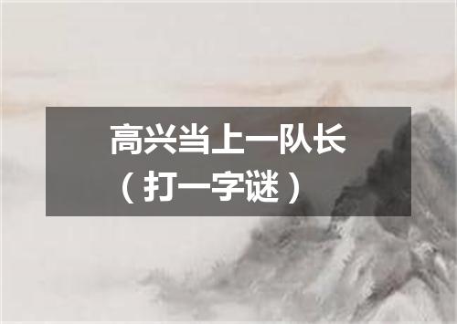 高兴当上一队长（打一字谜）