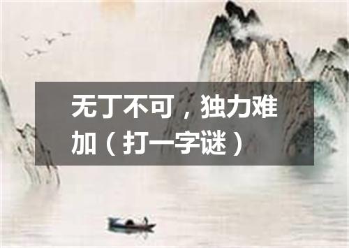 无丁不可，独力难加（打一字谜）