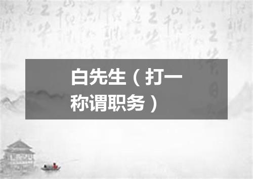 白先生（打一称谓职务）