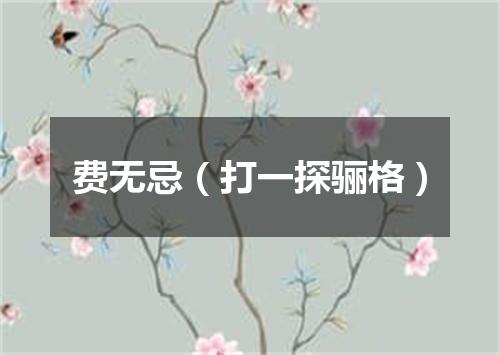 费无忌（打一探骊格）