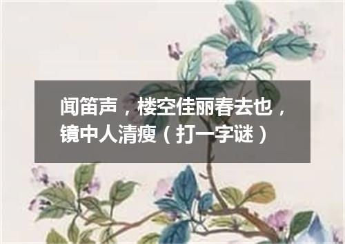 闻笛声，楼空佳丽春去也，镜中人清瘦（打一字谜）