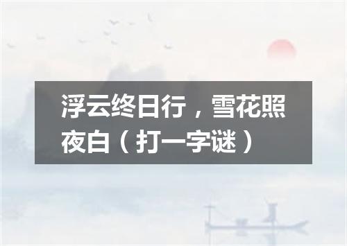 浮云终日行，雪花照夜白（打一字谜）