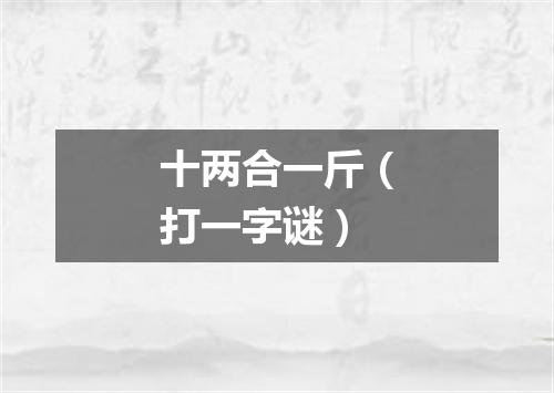 十两合一斤（打一字谜）