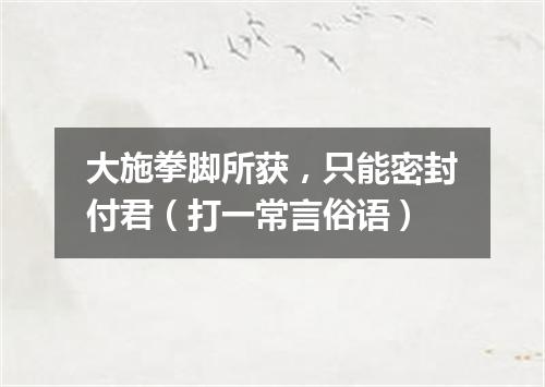 大施拳脚所获，只能密封付君（打一常言俗语）