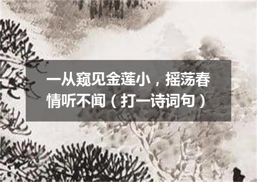 一从窥见金莲小，摇荡春情听不闻（打一诗词句）