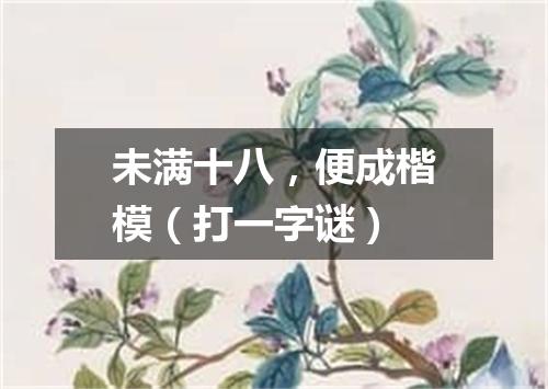 未满十八，便成楷模（打一字谜）