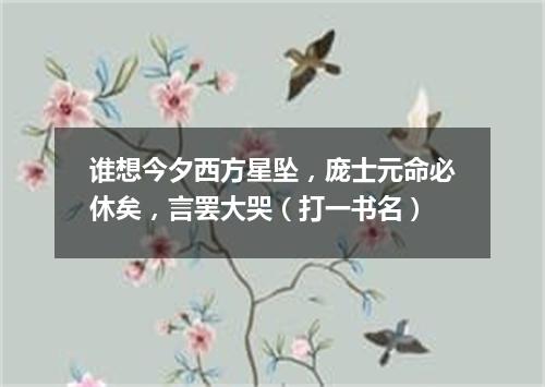 谁想今夕西方星坠，庞士元命必休矣，言罢大哭（打一书名）