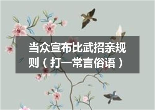 当众宣布比武招亲规则（打一常言俗语）