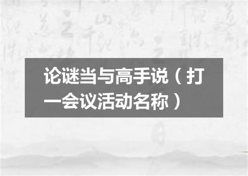 论谜当与高手说（打一会议活动名称）