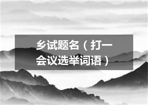 乡试题名（打一会议选举词语）