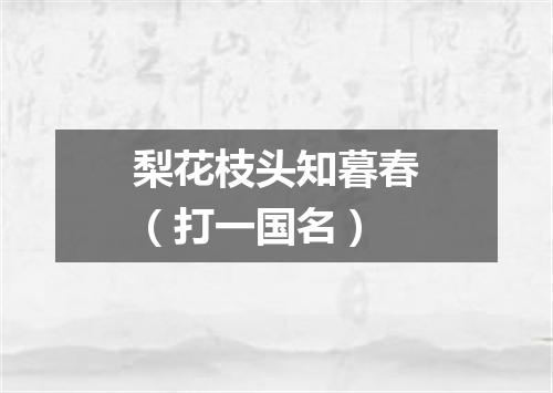 梨花枝头知暮春（打一国名）