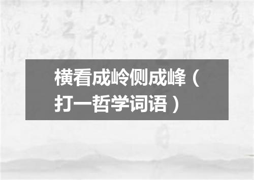 横看成岭侧成峰（打一哲学词语）