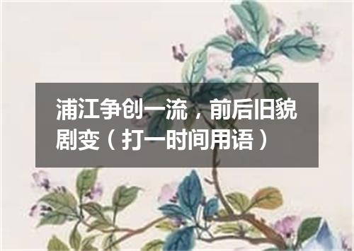 浦江争创一流，前后旧貌剧变（打一时间用语）