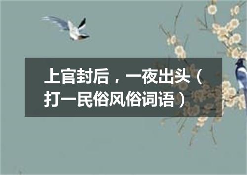 上官封后，一夜出头（打一民俗风俗词语）