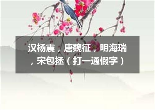 汉杨震，唐魏征，明海瑞，宋包拯（打一通假字）