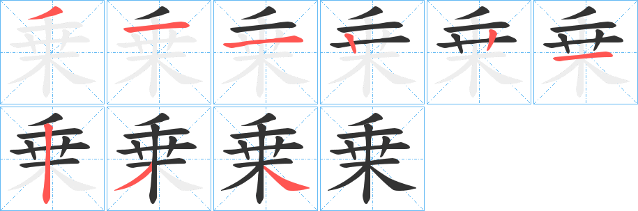 乗的笔画顺序字笔顺的正确写法图