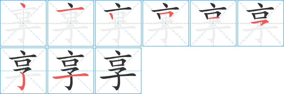 享的笔画顺序字笔顺的正确写法图