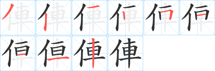 俥的笔画顺序字笔顺的正确写法图