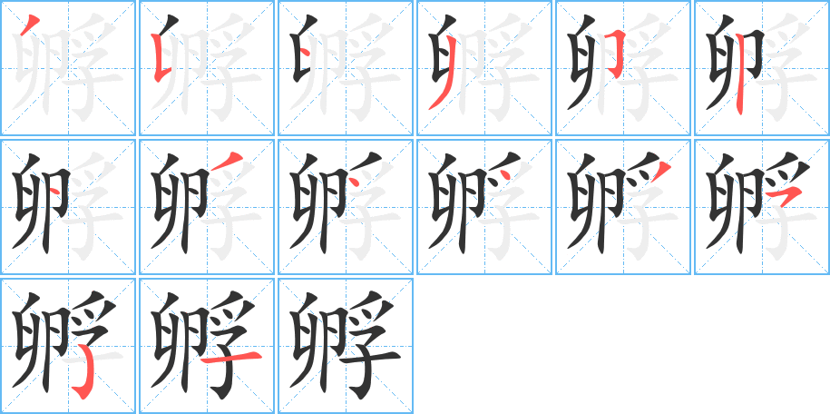 孵的笔画顺序字笔顺的正确写法图