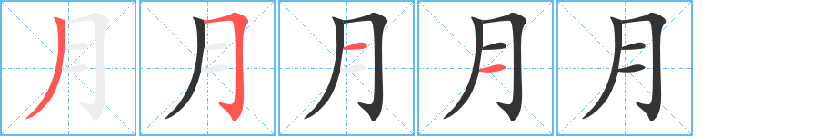 月的笔画顺序字笔顺的正确写法图