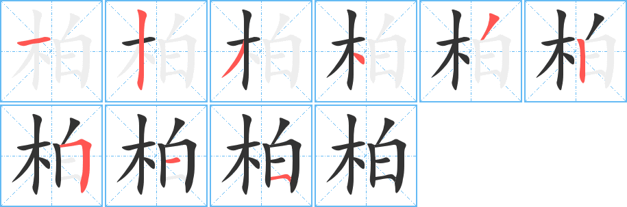 柏的笔画顺序字笔顺的正确写法图