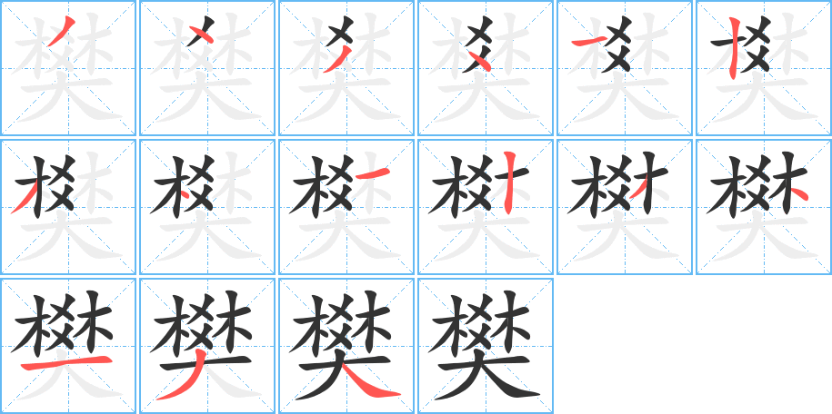 樊的笔画顺序字笔顺的正确写法图