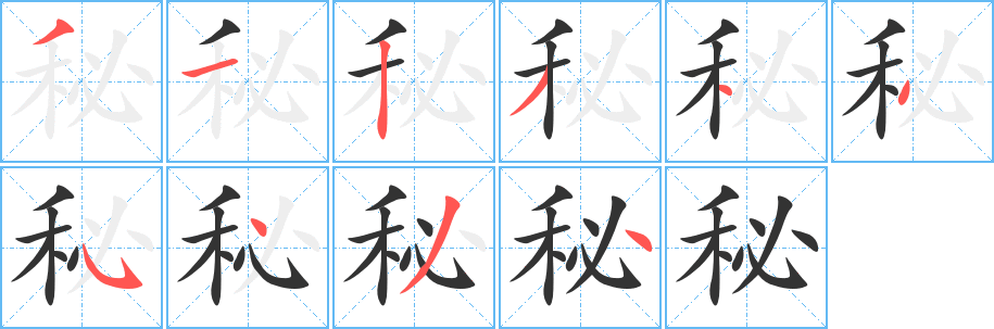 秘的笔画顺序字笔顺的正确写法图