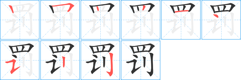 罚的笔画顺序字笔顺的正确写法图