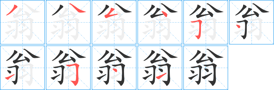 翁的笔画顺序字笔顺的正确写法图