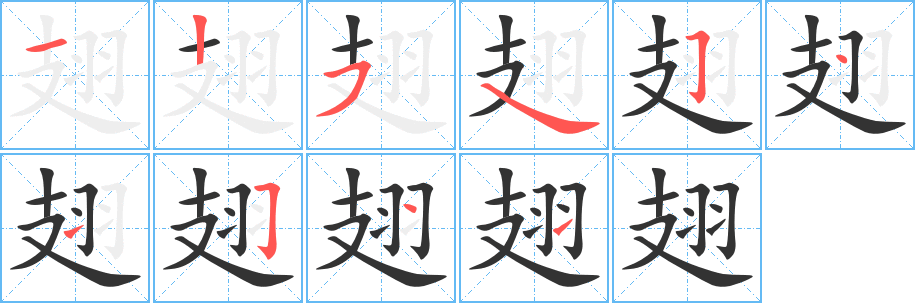 翅的笔画顺序字笔顺的正确写法图