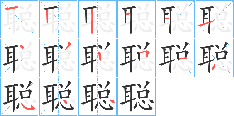 聪的笔画顺序字笔顺的正确写法图