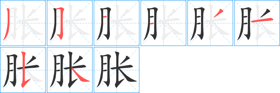 胀的笔画顺序字笔顺的正确写法图