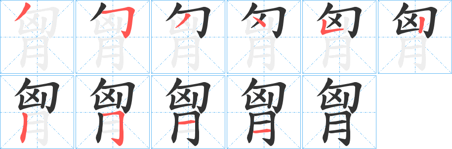 胷的笔画顺序字笔顺的正确写法图