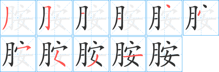 胺的笔画顺序字笔顺的正确写法图