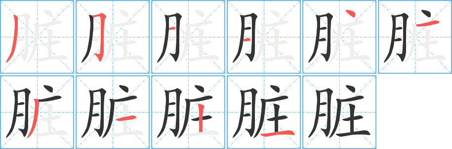 脏的笔画顺序字笔顺的正确写法图