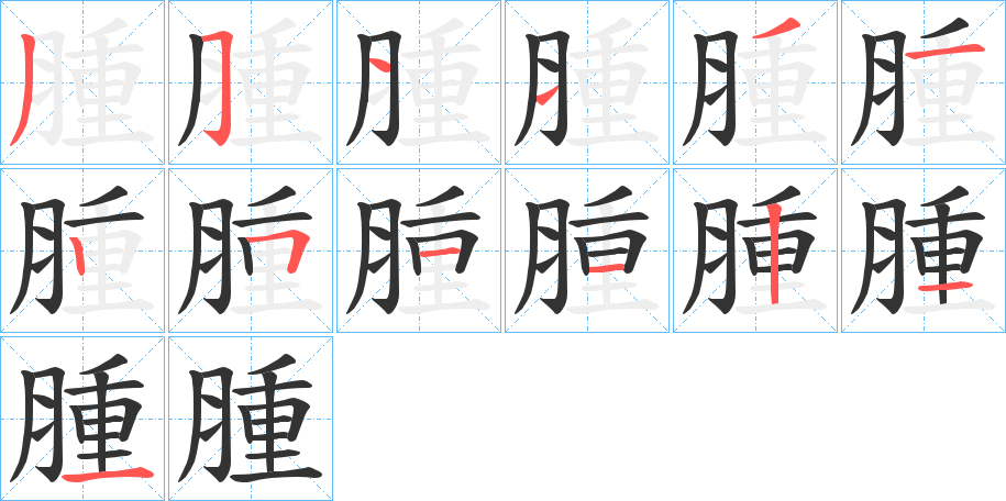 腫的笔画顺序字笔顺的正确写法图