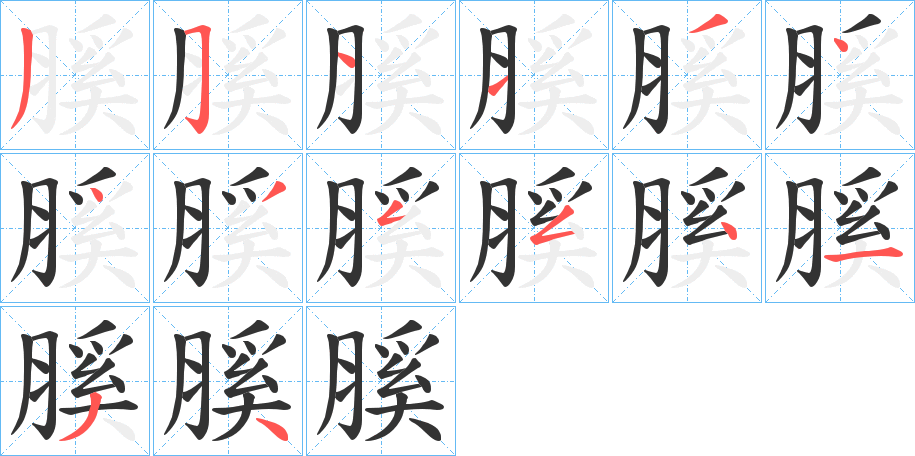 膎的笔画顺序字笔顺的正确写法图