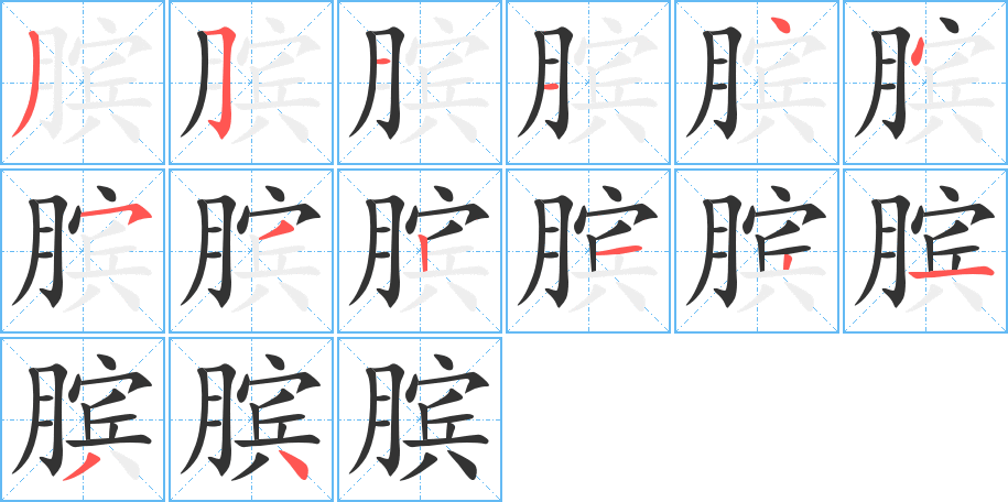 膑的笔画顺序字笔顺的正确写法图