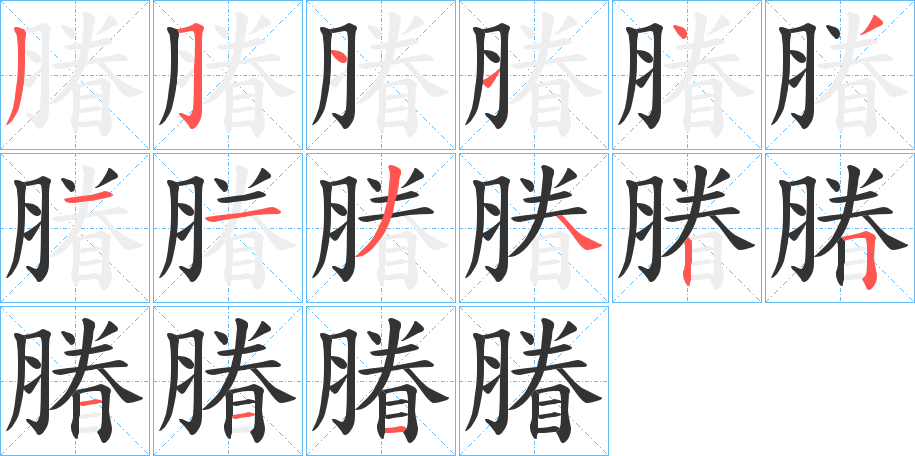 膡的笔画顺序字笔顺的正确写法图