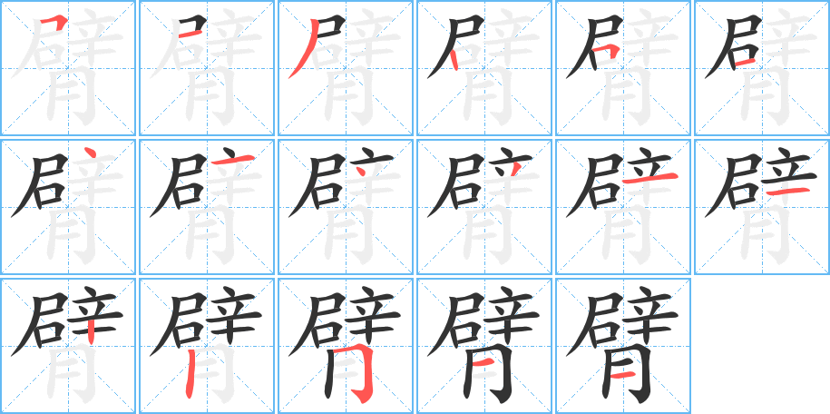 臂的笔画顺序字笔顺的正确写法图