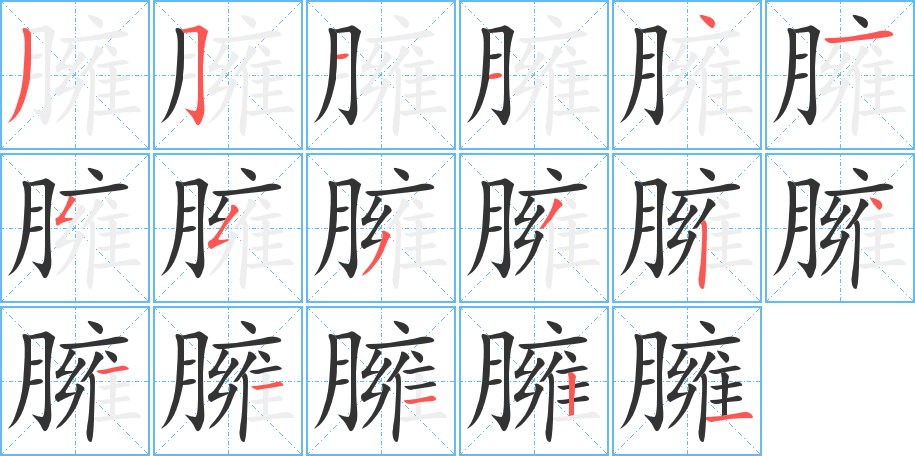 臃的笔画顺序字笔顺的正确写法图