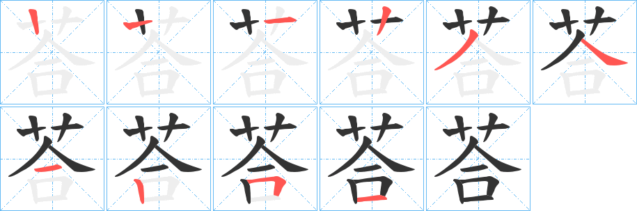 荅的笔画顺序字笔顺的正确写法图